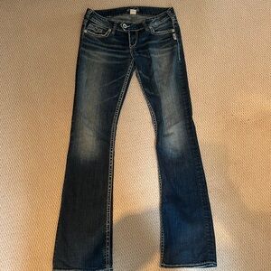 The coolest Silver vintage low rise flare Jeans